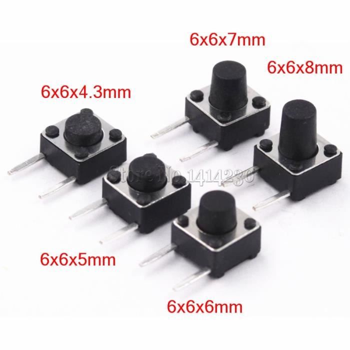 Lot De 100 Interrupteurs Tactiles Bouton-poussoir 6x6 Mm, 4 Broches DIP - Pour Circuits Imprimés, Projets électroniques