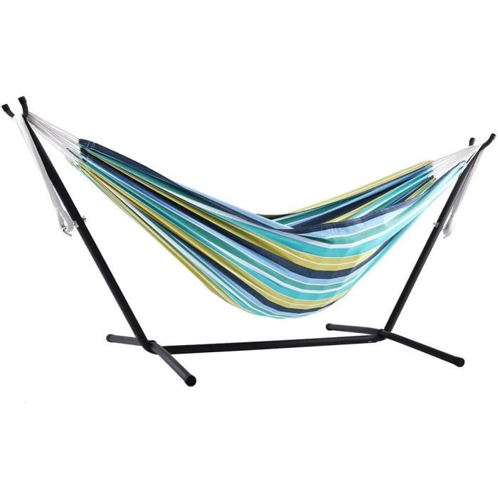DOUBLE COTTON HAMMOCK WITH STAND (250 CM) CAYO REEF[7] Cdiscount Jardin