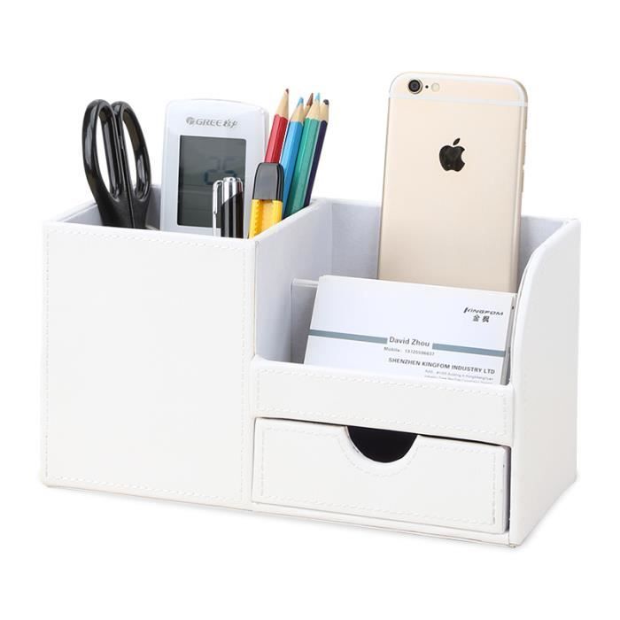 Sumnacon Organisateur Bureau En PU Cuir 7 Compartiments - Rangement Table Noir