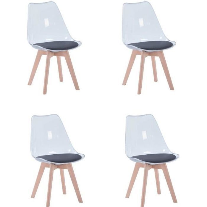 EGOONM Lot de 4 chaises transparentes, chaises de salle à manger ...
