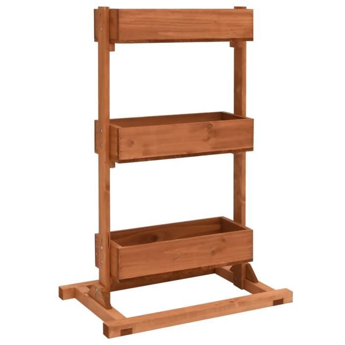 Jardinière en bois oVsky 52x30x78 cm - Marron - 3 étagères - Support pour plantes