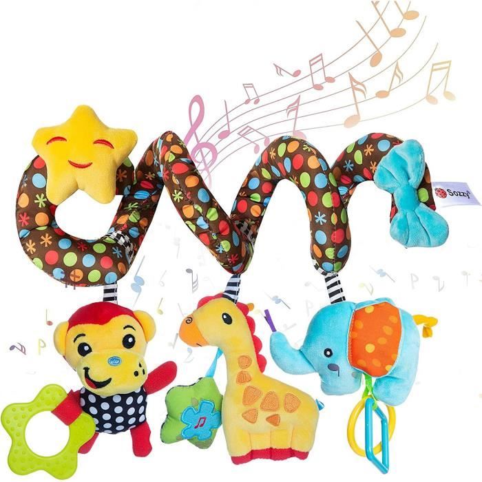 Jouets en spirale de poussette de bébé landau ou jouets suspendus de berceau jouets d'activité de poussette en spirale de bande dessinée jouets suspendus jouets éducatifs précoces pour enfants 