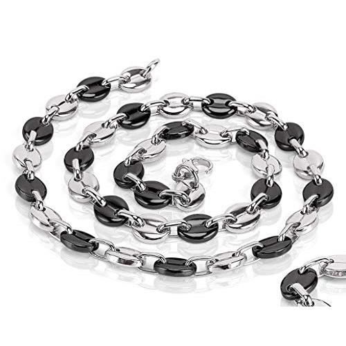 Collier HOMME CHAINE Maille GRAIN de Café 6,5mm ACIER Inoxydable