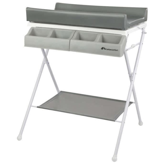 BEBECONFORT Baltic Table à langer et baignoire 2en 1, Pliable, De la naissance à 12 mois (11kg), Gra