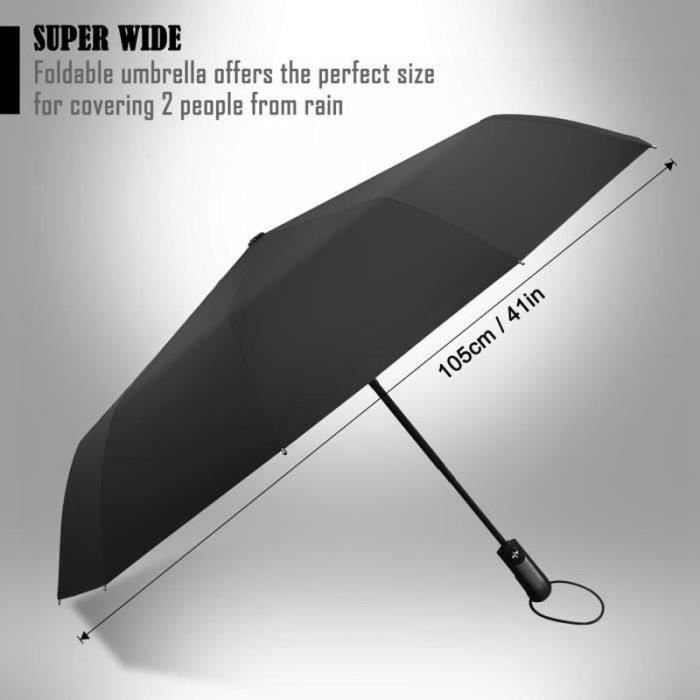 VIPLUIE Parapluie Automatique Noir Pliant - Anti Vent - Compact