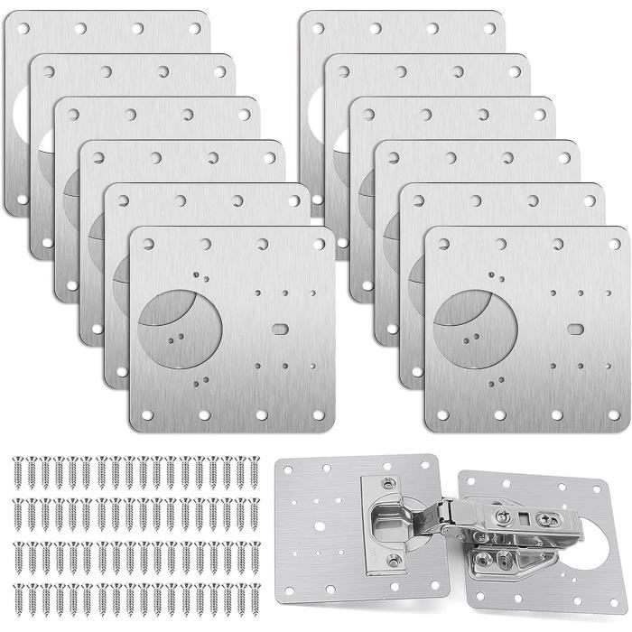 Plaque de Réparation de Charnière D'armoire avec Trou, 10 Pièces Supports de Réparation Plaques