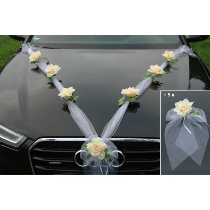 Décoration Voiture Mariage - Guirlande Tournesol & Organza - Cérémonie Romantique