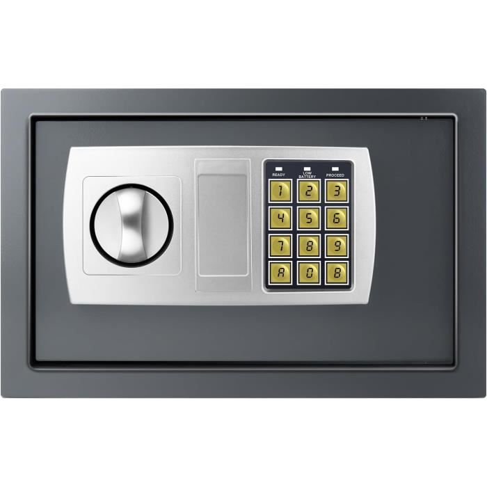 KARAT Tresor Coffre-fort à Combinaison - 16 L - 20 X 31 X 20 Cm - Anthracite - Serrure à Combinaison électronique - Coffre-fort Mural Pour La Maison Avec Boulons De Verrouillage Et Clés (Grasberg