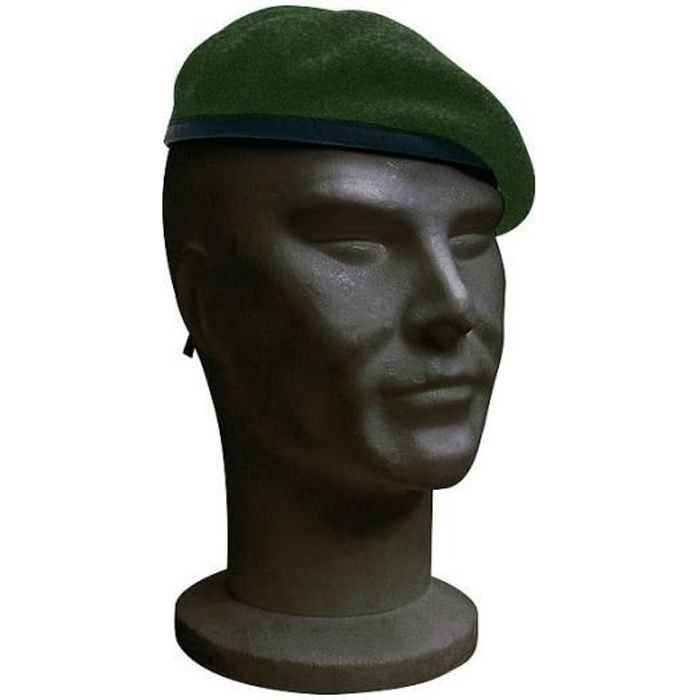 Béret Militaire Britannique En Laine - Avec Bandeau Cuir, Réglable Homme/Femme, Circonférence 61cm