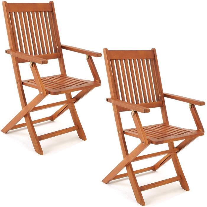 set de 2 chaises de jardin pliantes "sydney" en bois d'acacia certifié fsc® pour salon de jardin sydney accoudoirs extérieur