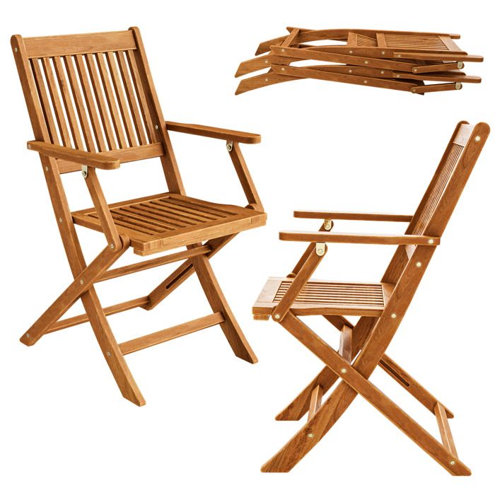 Set de 2 chaises de jardin pliantes Sydney en bois dacacia certifié FSC® pour salon de jardin sydney accoudoirs extérieur