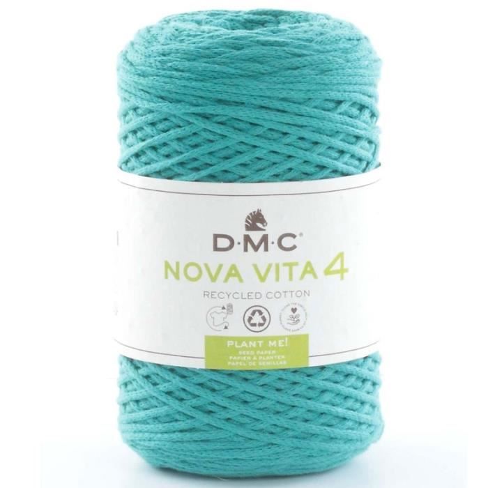 Fil DMC coton recyclé Nova Vita 4 - Macramé, Crochet, Tricot - 250 g 089 - Turquoise