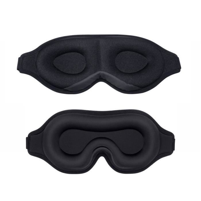 Lot De 2 Masques De Sommeil Pour Dormeurs Sur Le Côté – Coton Et Satin, Réglables – Couleurs Rose Et Noir – Pour Voyage, Avion, Maison