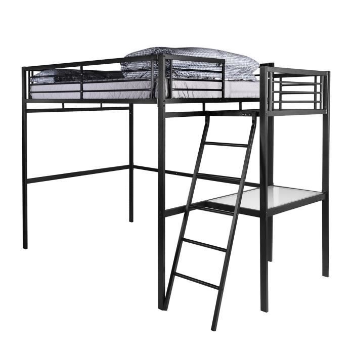 Grafik Lit Mezzanine Adulte Avec Sommier Bureau Contemporain En