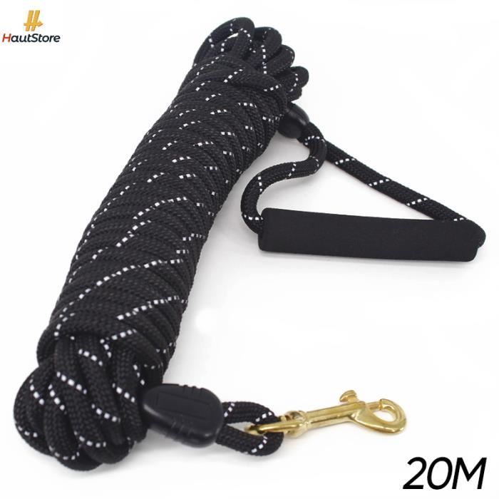 Comparer les prix de HautStore Longe pour Chien 20m, Long Laisse Chien Corde avec Poignée Rembourrée pour Chiens de Petites à Grandes Taille, Noir