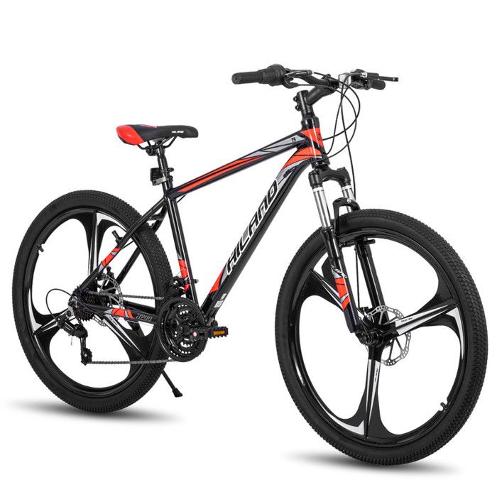 Velo GTT HILAND BIKES VTT 26 Aluminium SHIMANO 21 Vitesses Freins a disques Suspension avant noir Cdiscount Sport