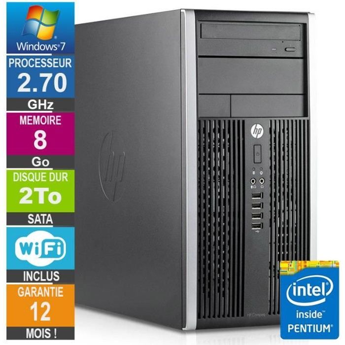 PC HP Pro 6200 MT Pentium G630 2.70GHz 8Go Wifi W7