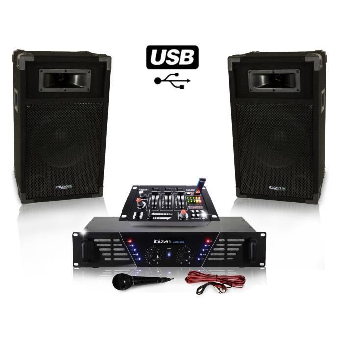 Pack Sono Ampli Enceintes 500w Table De Mixage Pack Sono