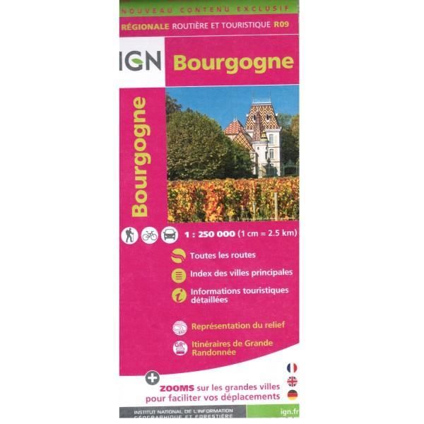 achat carte routiere Carte routière et touristique Régional IGN France Bourgogne 