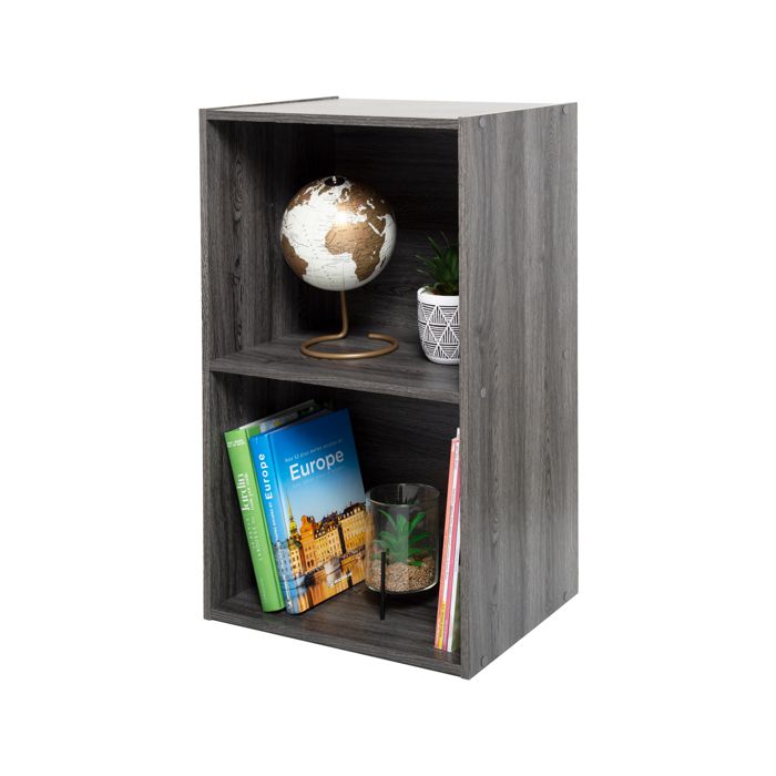 Rangement Livres Décor Étagère Modulaire Iris Ohyama CX-2 - 40cm Largeur - Marron Clair - 2 Niveaux - Assemblage Facile Bibliothèque Rangement