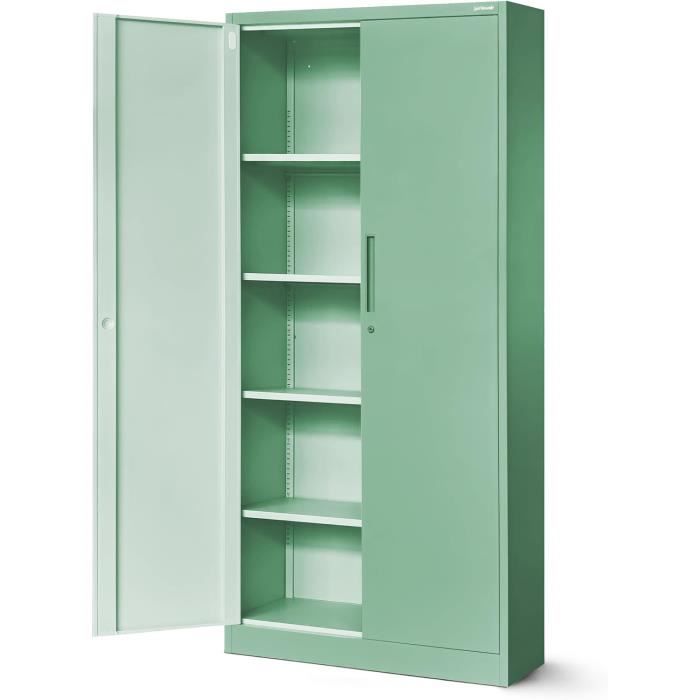 Armoire bureau en tôle dacier de haute qualité revêtement en poudre Jan Nowak 195 cm x 90 cm x 40 cm Vert Pastel