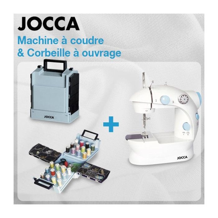 Machine à Coudre Portable Jocca - Double Point, Kit 48 Accessoires - Alimentation Piles Ou Secteur