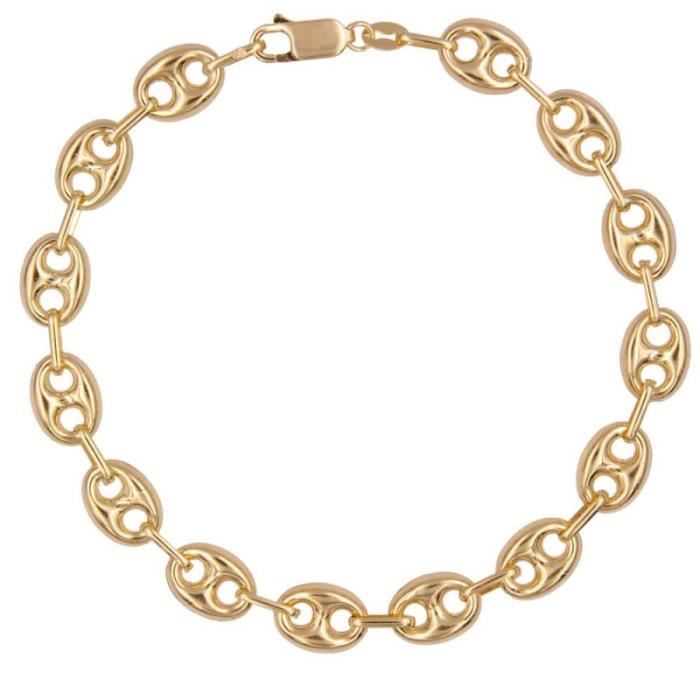 Bracelet Maille Grumetta Or Jaune 18K – Homme 19 Cm Made In Italy
