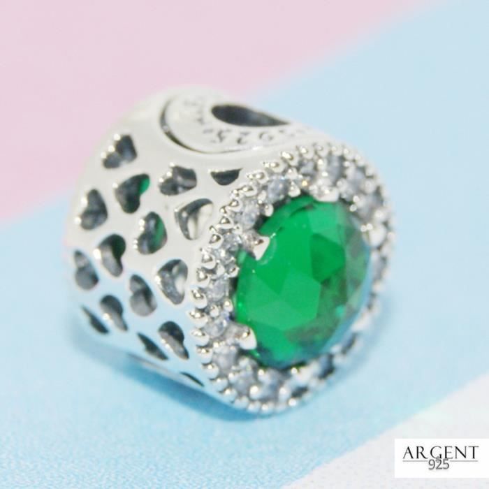 Véritable Argent Sterling 925 Pan touche de couleur vert Charms Pour Bracelet Breloque