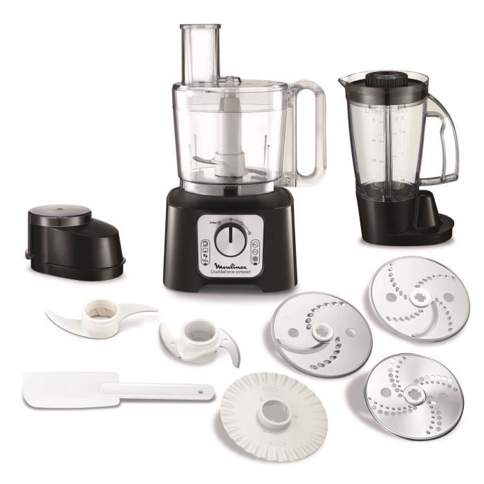 moulinex double force compact robot multifonction, 2 sorties moteur, 2 vitesses, blender smoothies et shakes, 9 accessoires fp546811