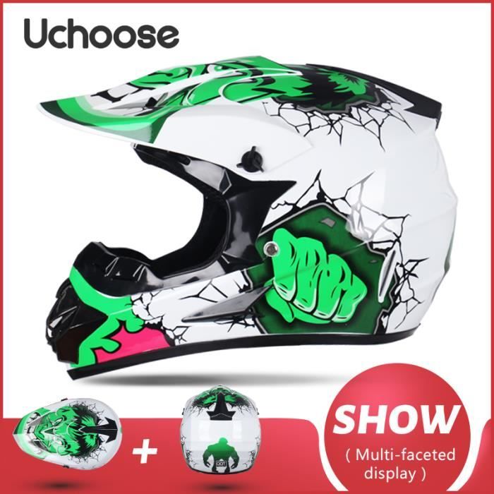 Casque Motocross Enfant Et Adulte Avec Lunettes, Gants Et Masque - Protection Tout-Terrain Professionnelle