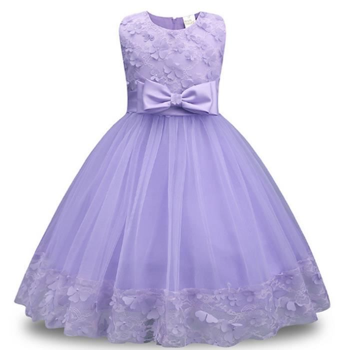 Nouvelle Robe De Mariee En Dentelle Arc Robe De Mariee Pour Enfants Violet Achat Vente Robe De Mariee Cdiscount