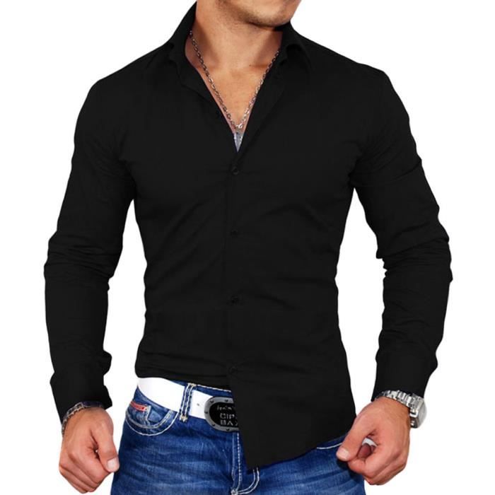 Chemise homme slim fit Chemise 2205 noir S Noir Cdiscount Pr t