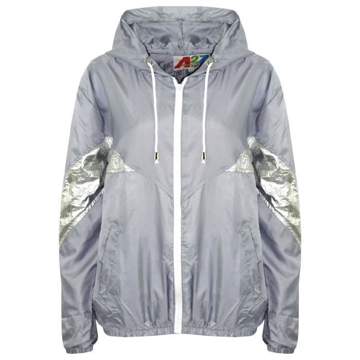 Veste Imperméable Enfant A2Z 4 Kids - Coupe-Vent Avec Capuche - Légère, Polyester - Tailles 5-13 Ans (Noir, Gris, Marine, Rouge)