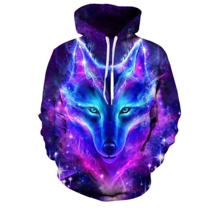 Sweat a capuche Animal loup Streetwear Enfant Bleu Manches longues Bleu Cdiscount Pret a Porter