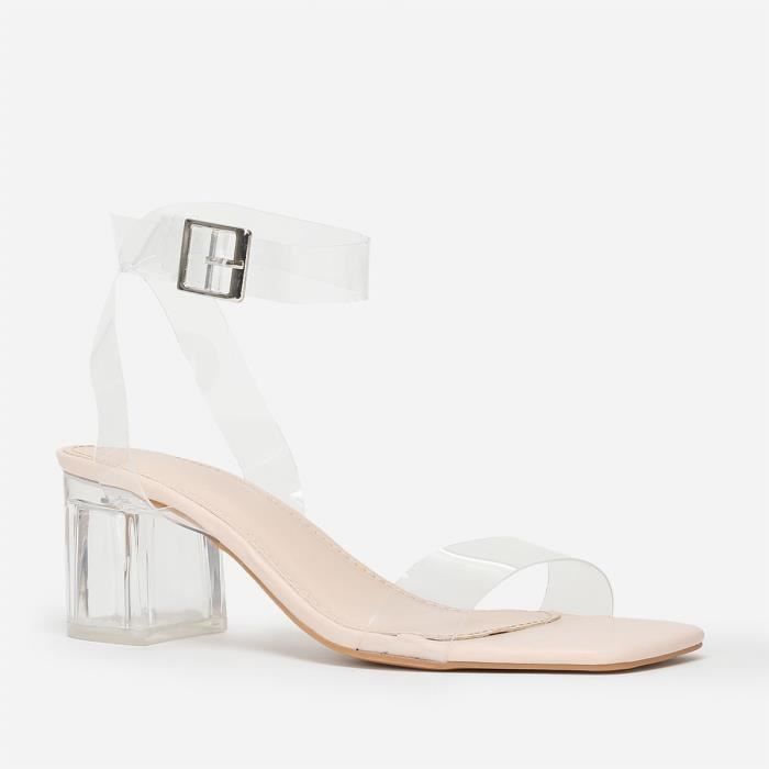 Sandale a talon carre transparent cheap