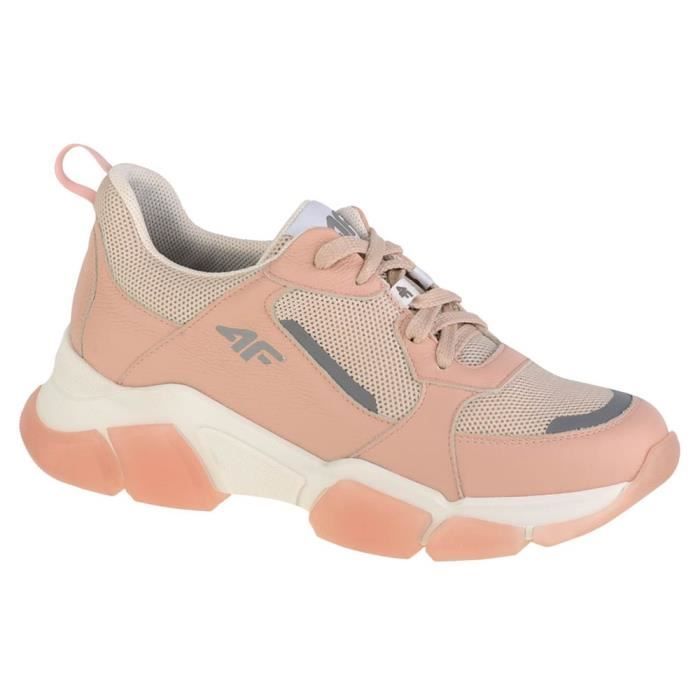 Baskets Femme 4F OBDL254 en Cuir Beige - Talon Plat - Lacets Baskets Femme 4F OBDL254 en Cuir Beige - Talon Plat - Lacets