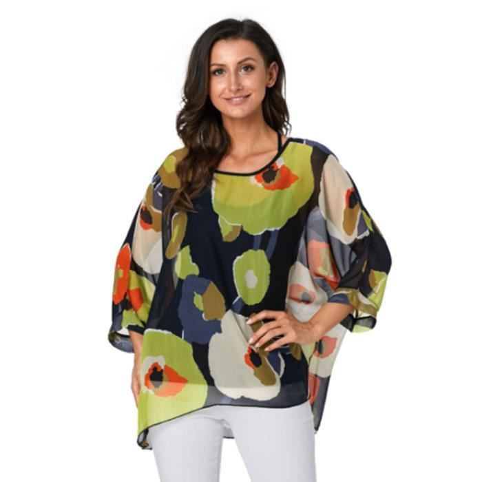 Timuspo Tunique En Mousseline De Soie Pour Femme - Col Rond - Grandes