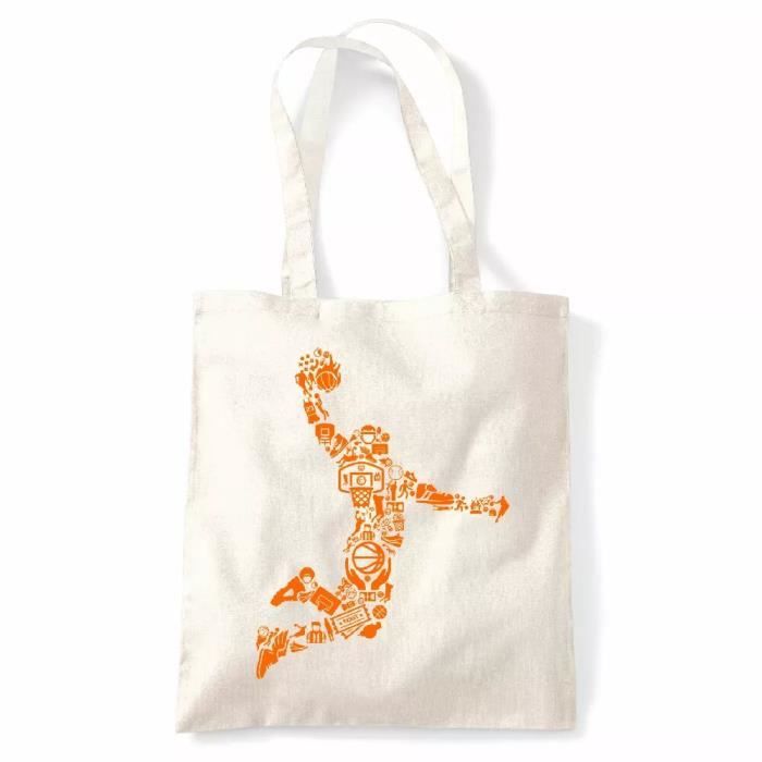 Sac tote bag toile naturel basketball player Cdiscount Bagagerie