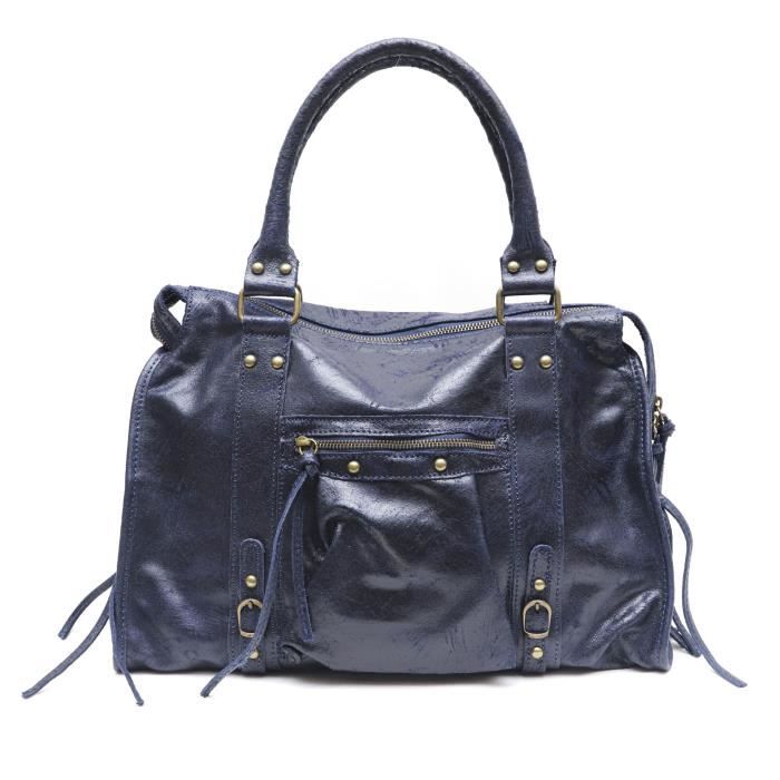 Sac à main OH MY BAG SANDSTORM Cuir Femme Bleu Porté