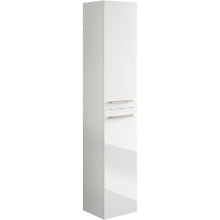 colonne salle de bain suspendue avec 2 portes coloris blanc laqué - longueur 150 x profondeur 30 x hauteur 25 cm