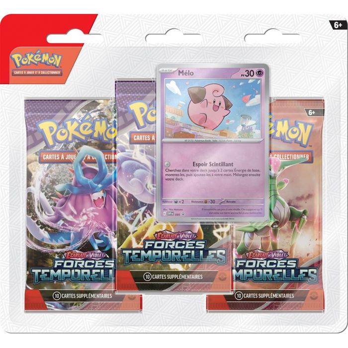 Pokémon Coffret Tripack 3 Boosters EV05 Ecarlate et Violet - Forces Temporelles : Mélo ou Motorizard