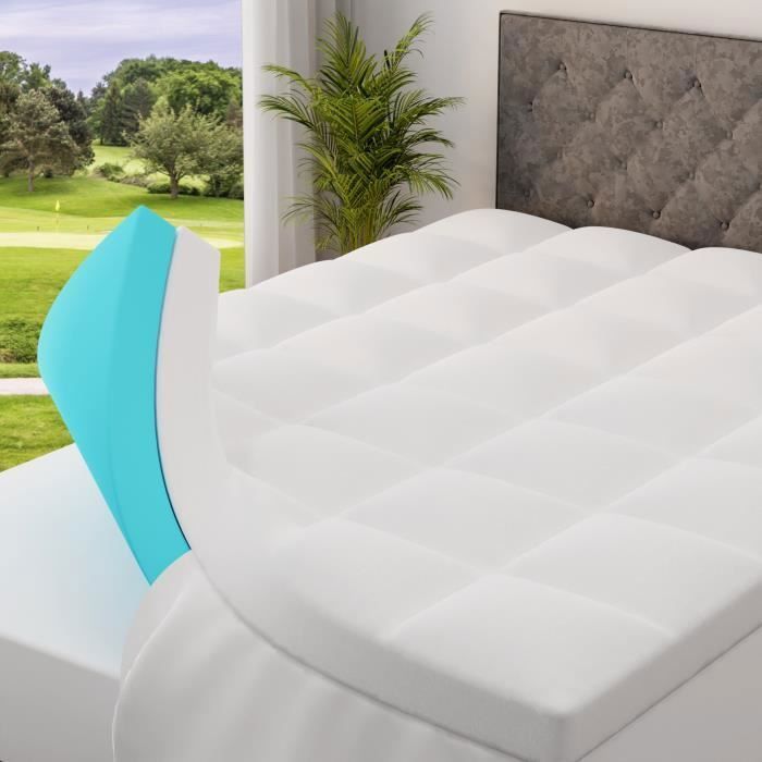 CASABEL Surmatelas 140 x 190 cm Mémoire de forme et Gel Rafraîchissant + Housse Lavable de 5 cm
