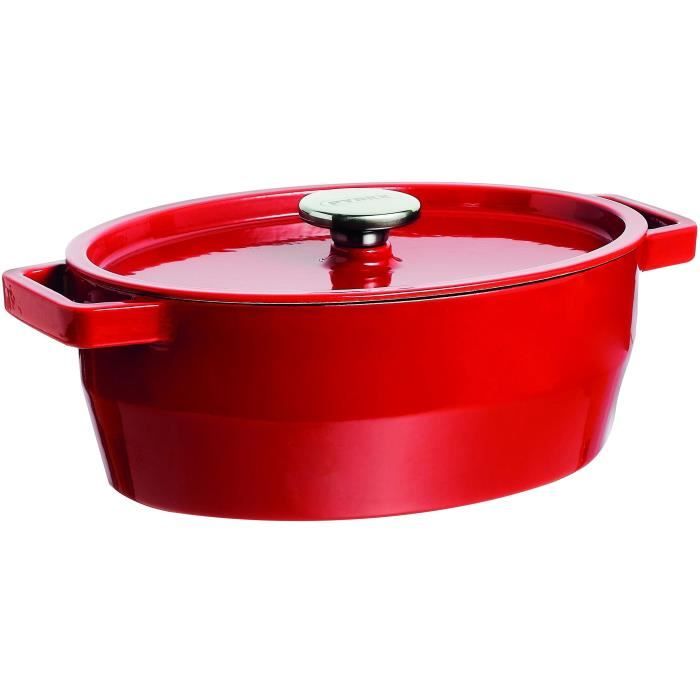 PYREX Cocotte ovale Slow Cook - 3,8 L - Rouge - Tous feux dont induction