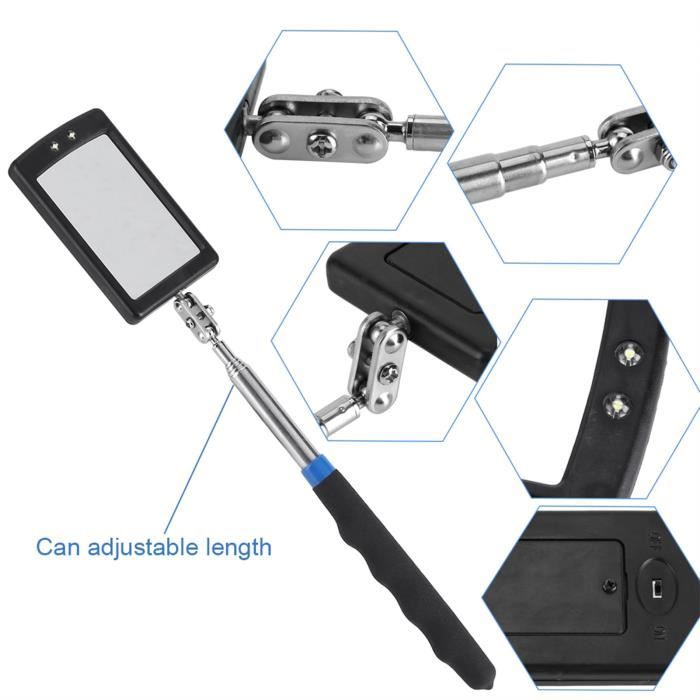 Miroir D'inspection Télescopique LED - Outil Mécanique 360°