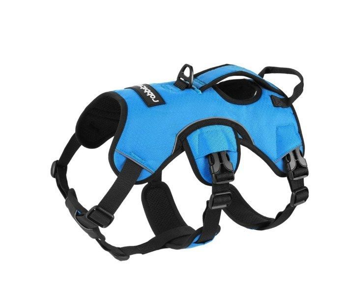 Comparer les prix de Rabbitgoo Harnais pour Chien avec Poignée de Levage Harnais Réglables pour Animaux de Compagnie Facile à Contrôler L Bleu