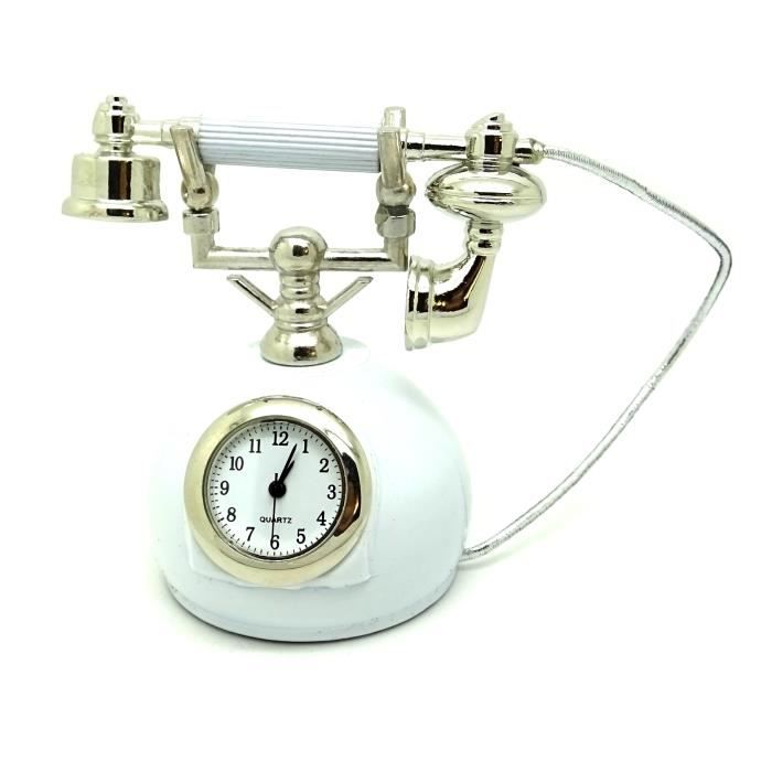 Montre Bureau Téléphone Blanc Perle Vintage 80'S Fun Déco Collection IDÉE CADEAU