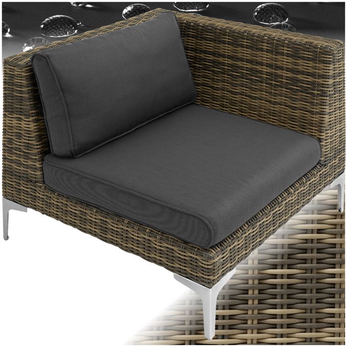 Salon de jardin - TECTAKE - Ensemble détente dextérieur modulable VILLANOVA en rotin 1 fauteuil coin gauche - Marron Naturel