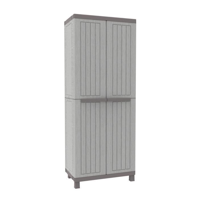 terry c-wood 3680 armoire à balais haute en plastique gris-taupe, 68 x 39 x 170 cm