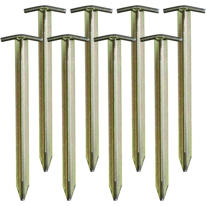 Kit De 8 Sardines De Tente Profil T, En Acier Galvanis&eacute;, Longueur 30