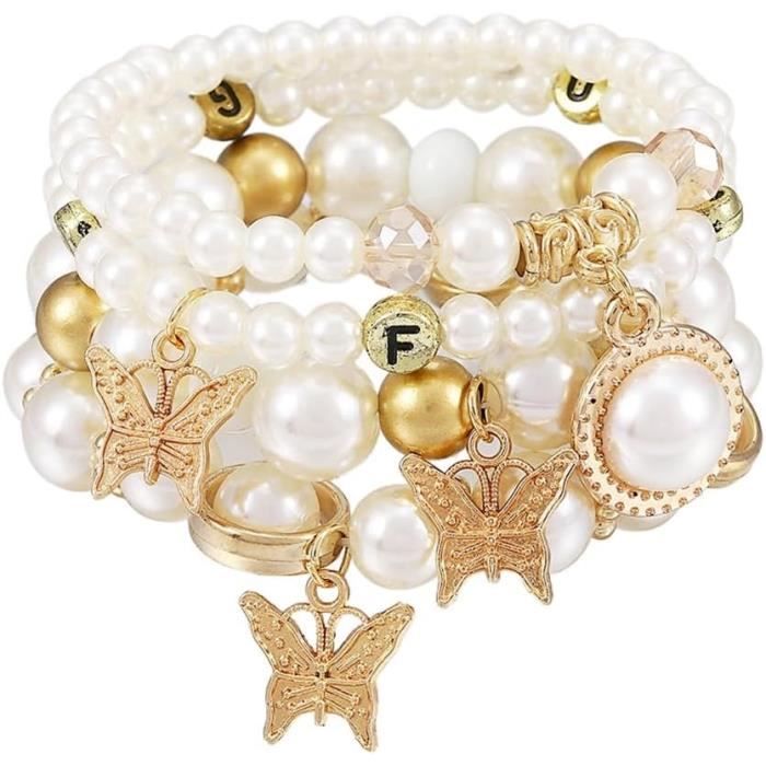Bracelet Bohème FULU AUTUMN - Perles Et Cristaux Élastique Multicouches - Bijou Fantaisie Cadeau Femme